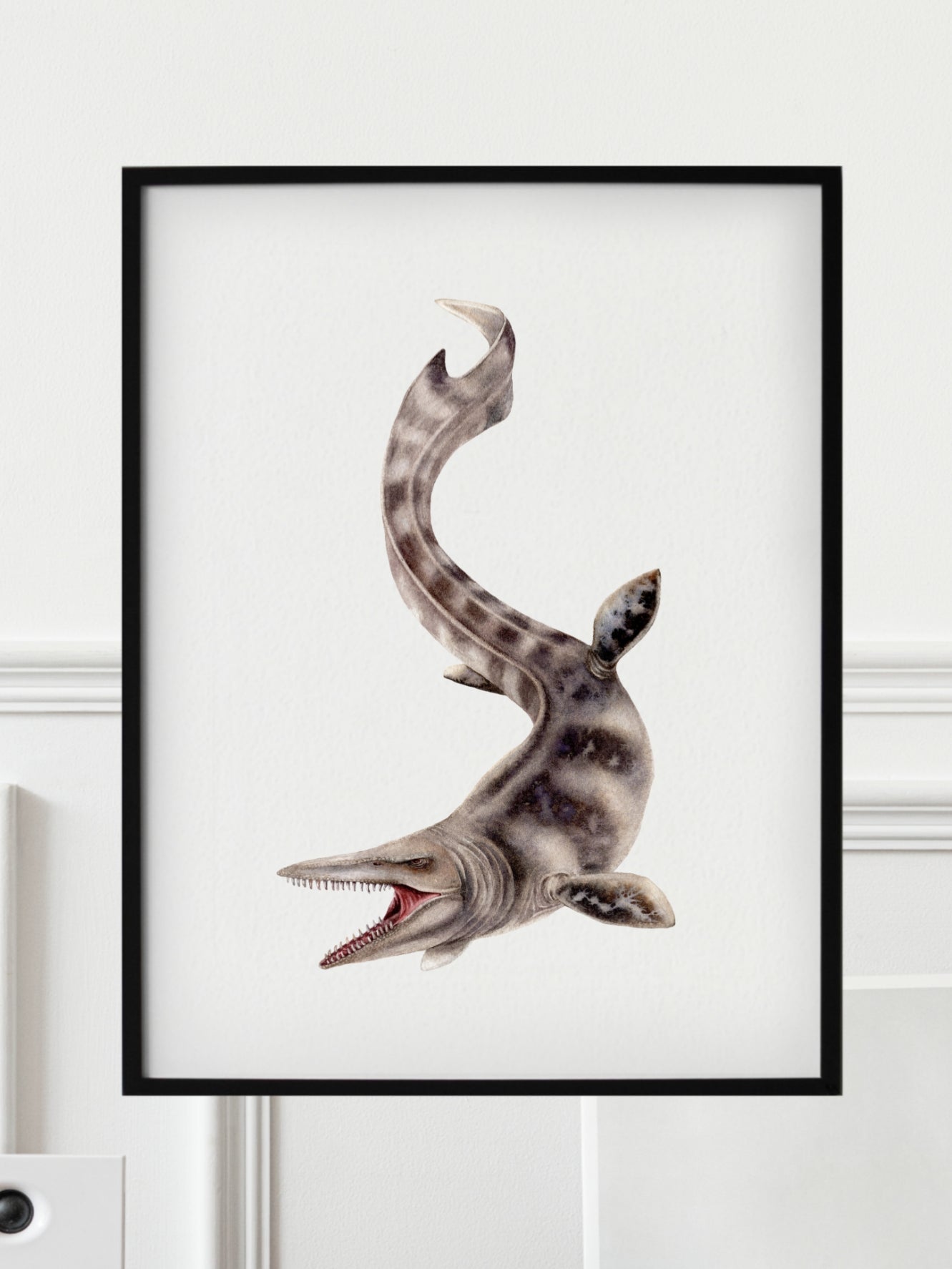 Tylosaurus, original watercolor art